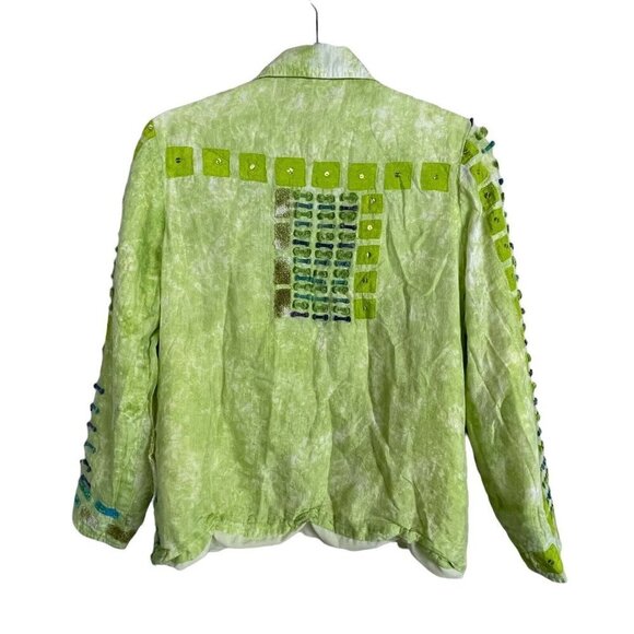 Parsley & Sage Embellished Button Up Jacket Shirt Lime Green Size S - Picture 3 of 7